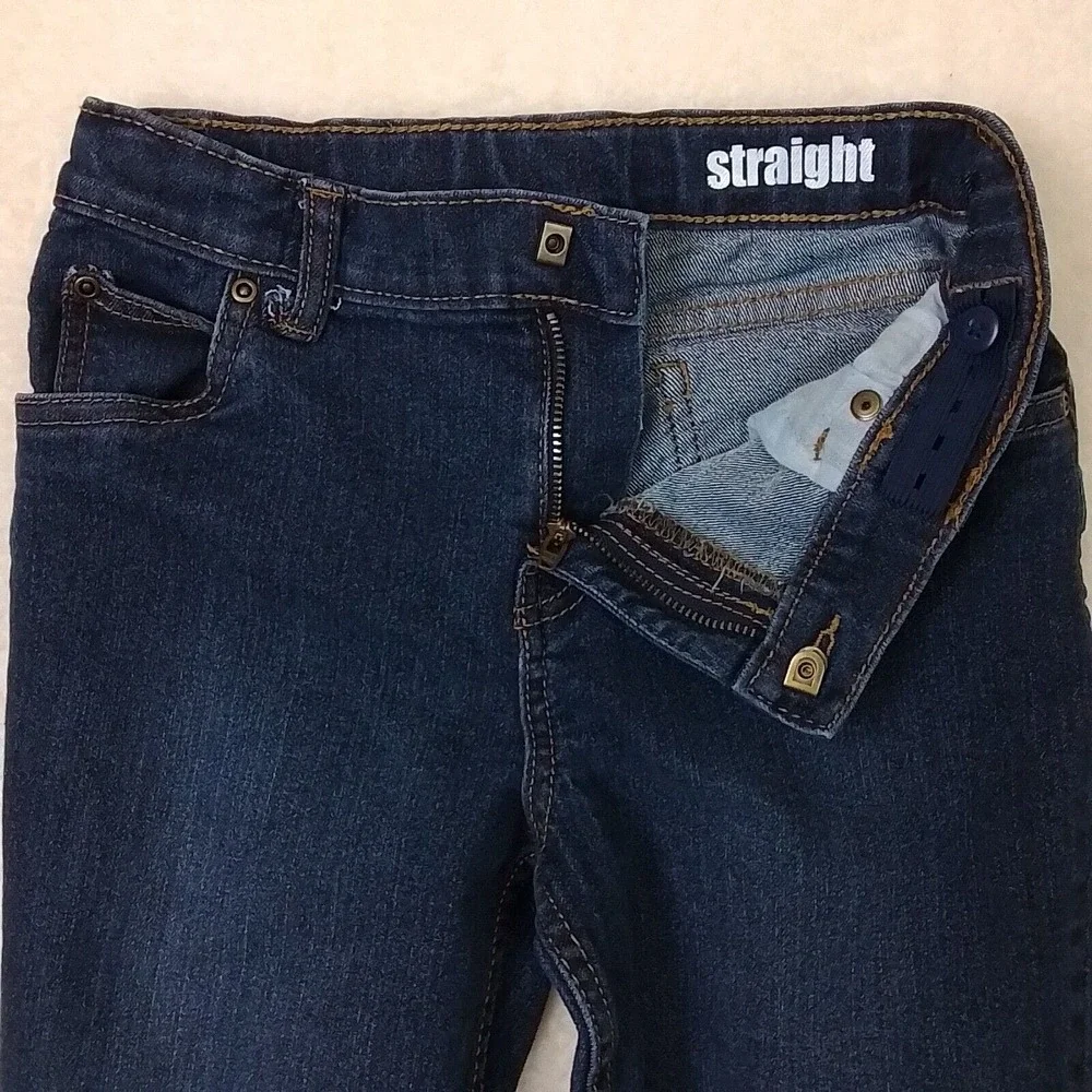 Carters Boys Straight Fit Jeans Sz 6 Dark Wash Denim Adjustable Waist‎
